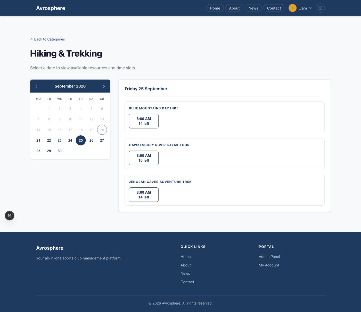 Booking flow