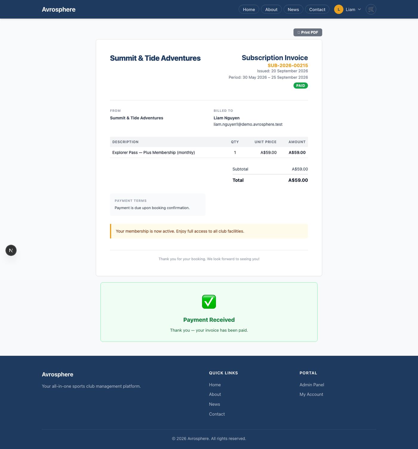 Invoice view