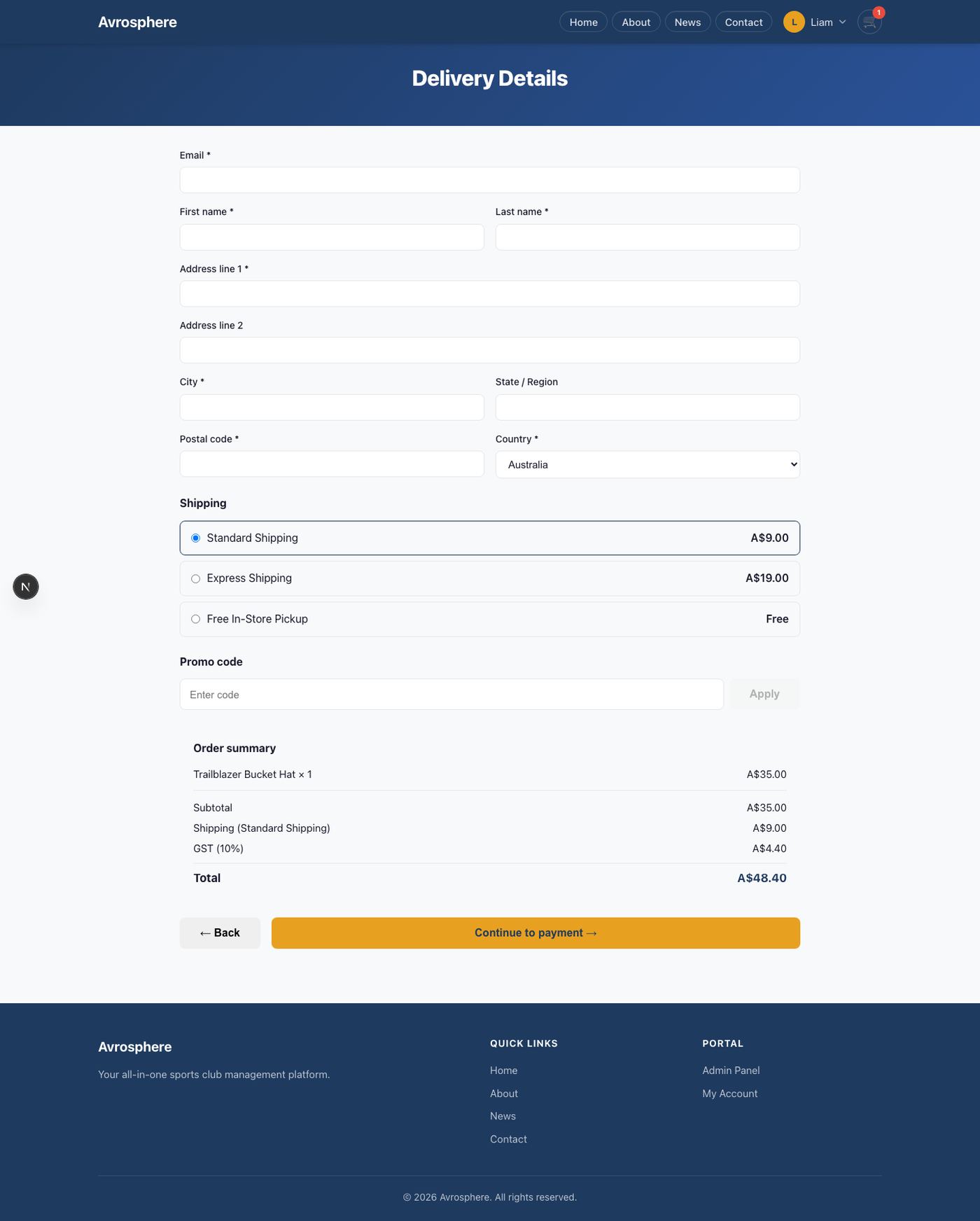 Avrosphere checkout